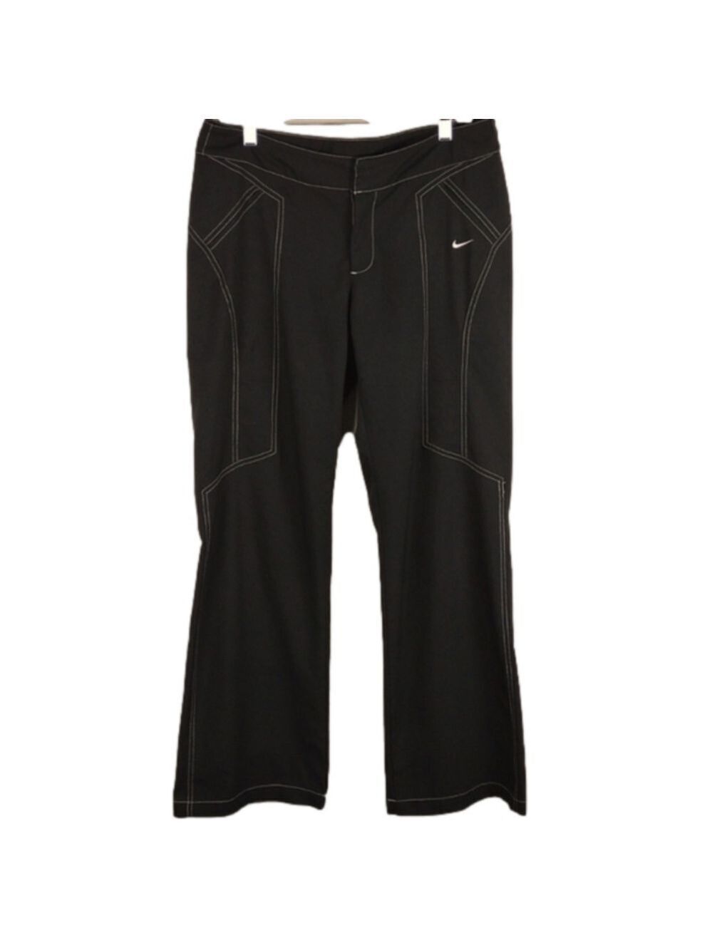 Nike Black Mid Rise Hook Zipper Closure Flare Leg Athletic Athleisure Pant